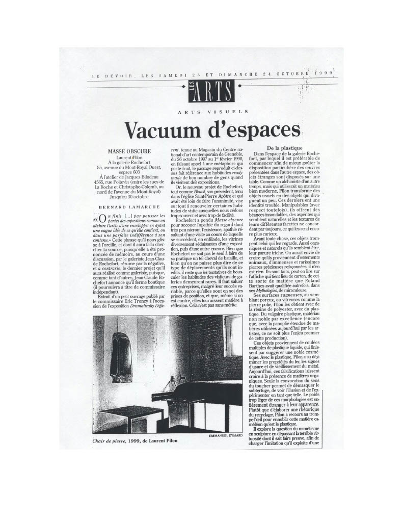 Vacuum d'espaces par Bernard Lamarche